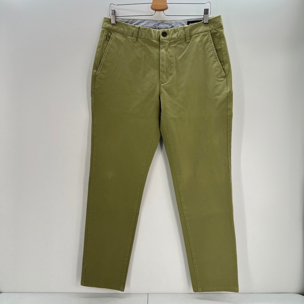 Bonobos Mens Size 32 Slim Taper Chino Pants Brown Green Stretch Cotton